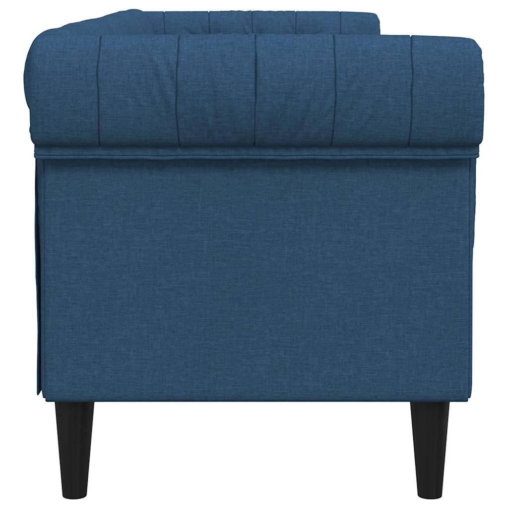 vidaXL Canapea Chesterfield cu 3 locuri, albastru, material textil vidaXL Canapea Chesterfield cu 3 locuri, albastru, material textil
