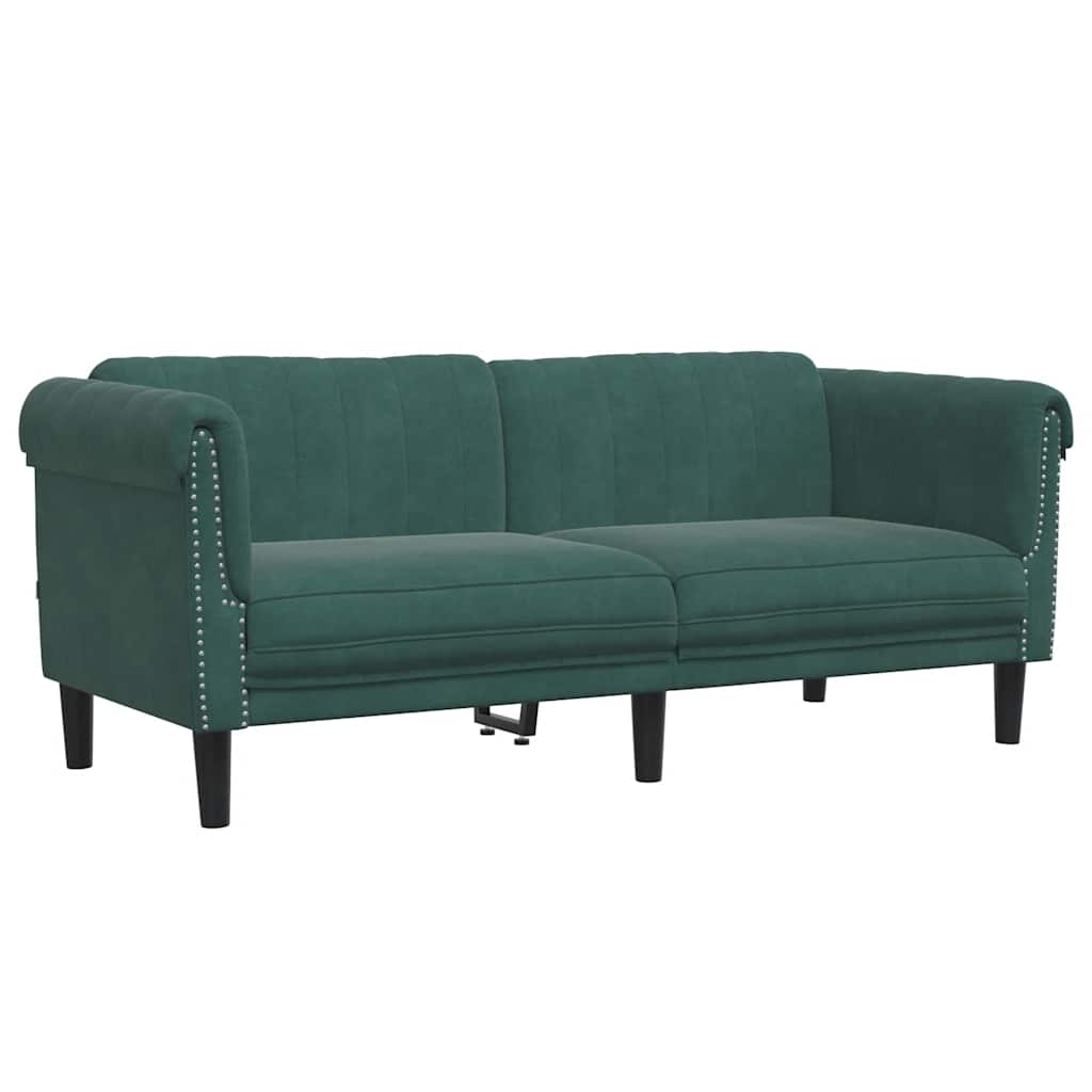 vidaXL Canapea cu 2 locuri, verde închis, catifea