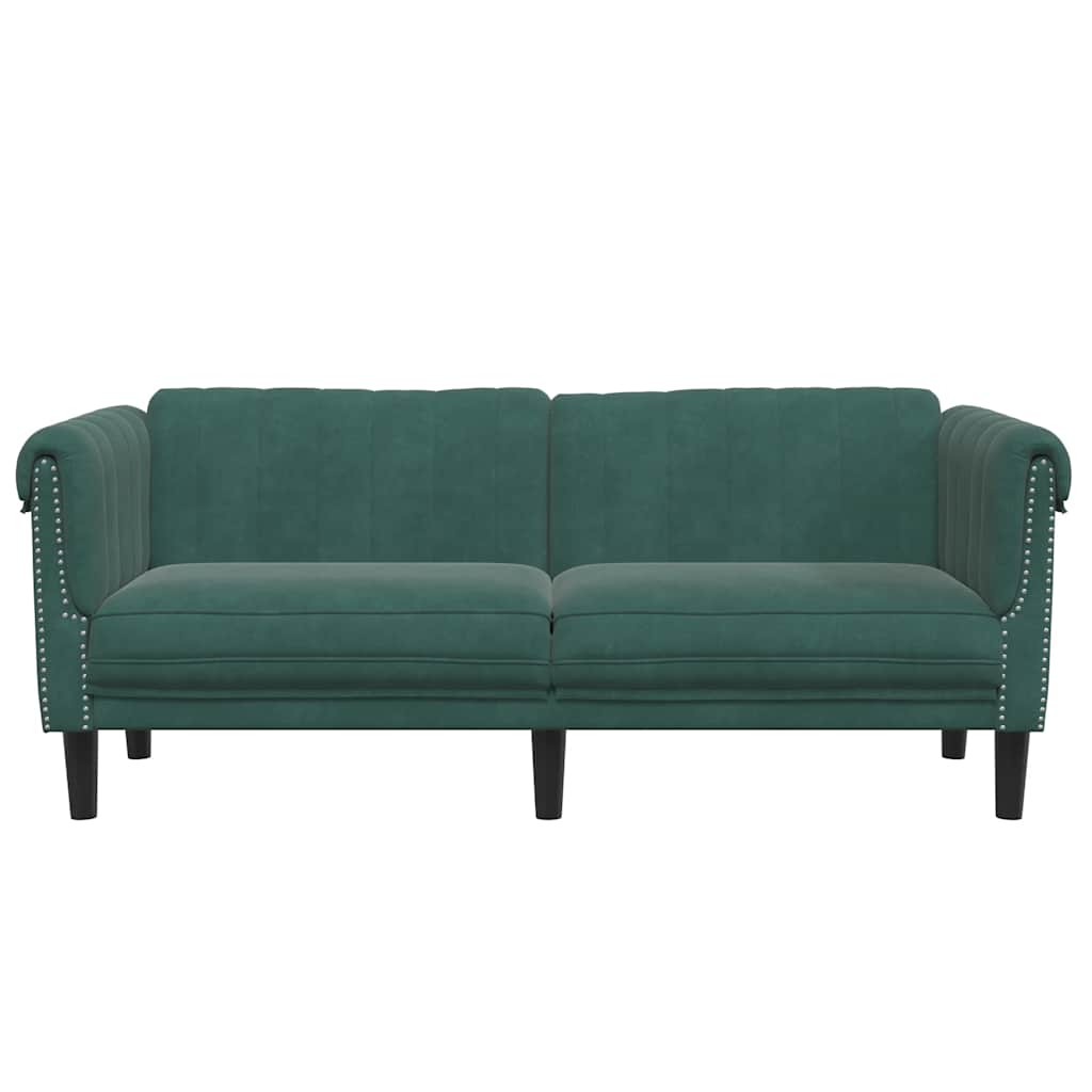 vidaXL Canapea cu 2 locuri, verde închis, catifea