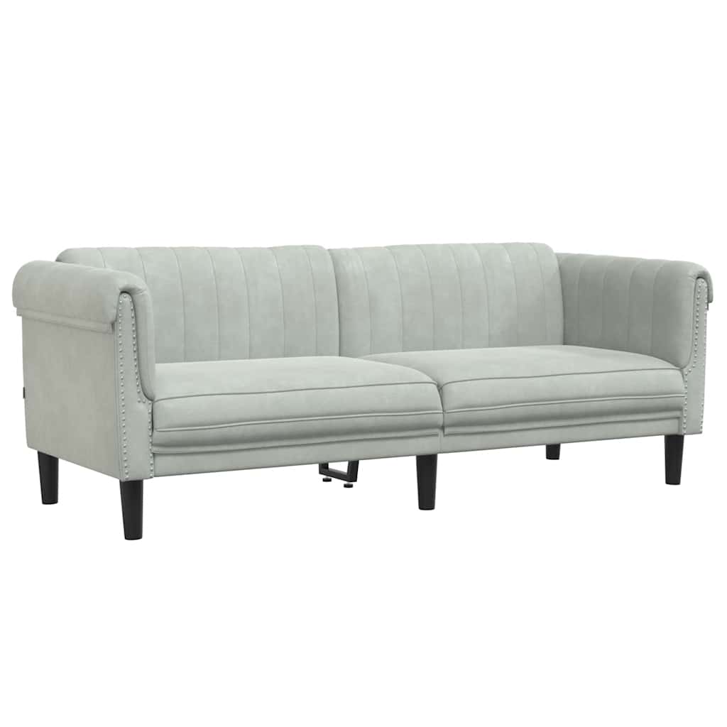 vidaXL Canapea cu 3 locuri, gri deschis, material catifea vidaXL Canapea cu 3 locuri, gri deschis, material catifea