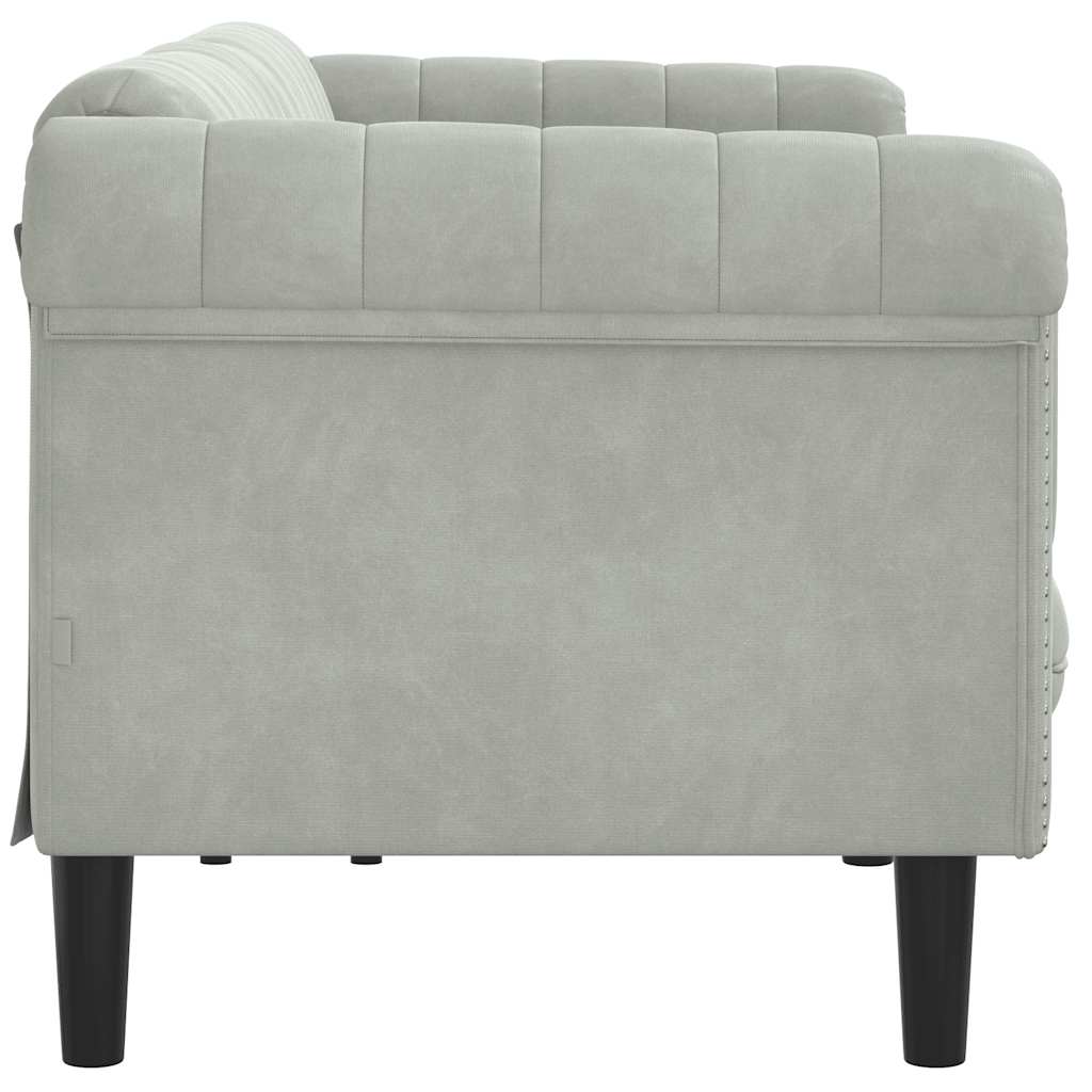 vidaXL Canapea cu 3 locuri, gri deschis, material catifea vidaXL Canapea cu 3 locuri, gri deschis, material catifea