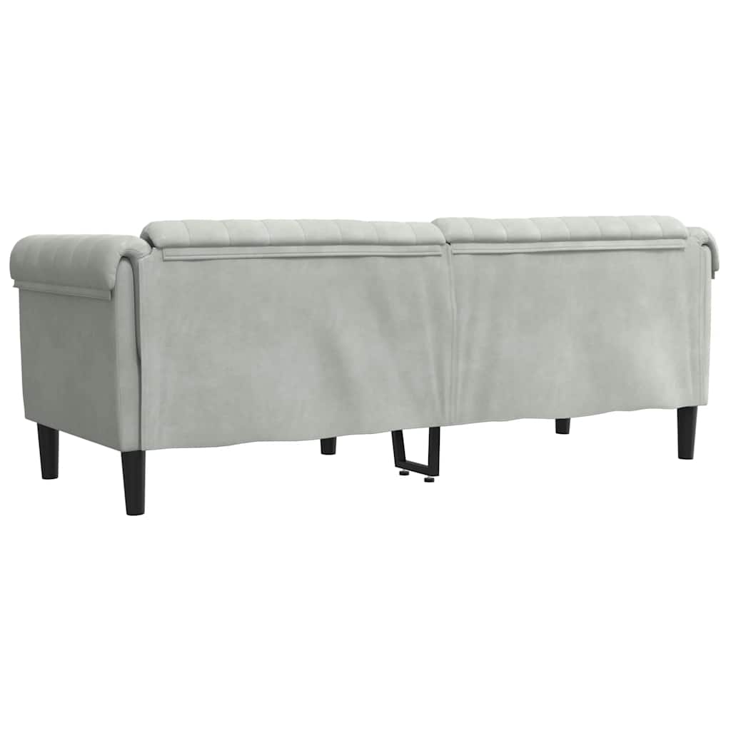 vidaXL Canapea cu 3 locuri, gri deschis, material catifea vidaXL Canapea cu 3 locuri, gri deschis, material catifea