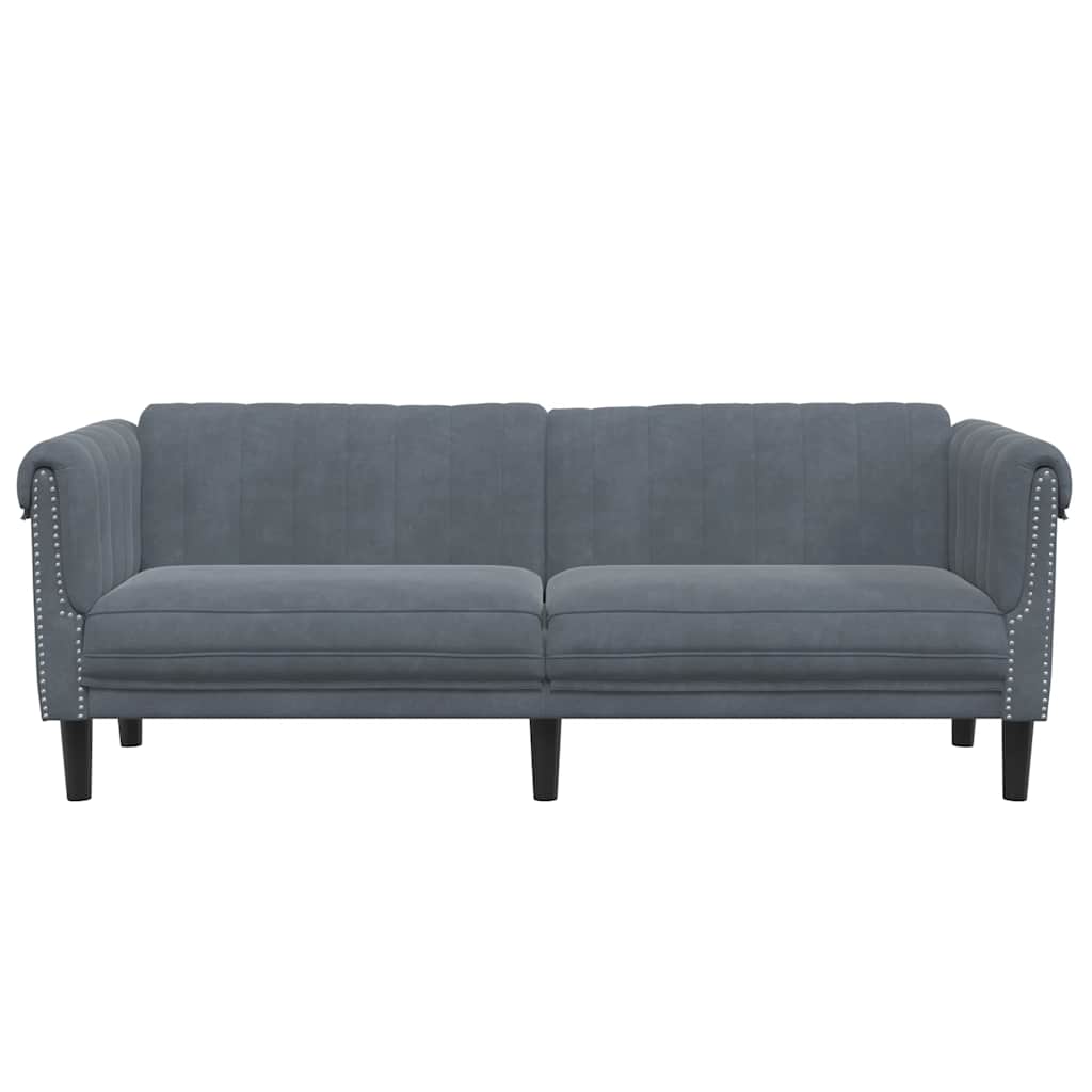 vidaXL Canapea cu 3 locuri, gri închis, material catifea vidaXL Canapea cu 3 locuri, gri închis, material catifea