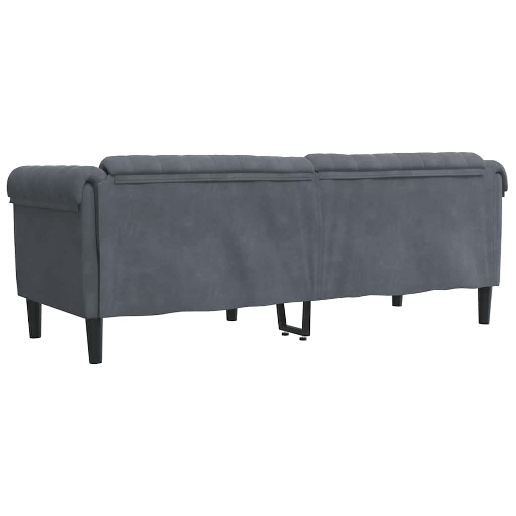 vidaXL Canapea cu 3 locuri, gri închis, material catifea vidaXL Canapea cu 3 locuri, gri închis, material catifea