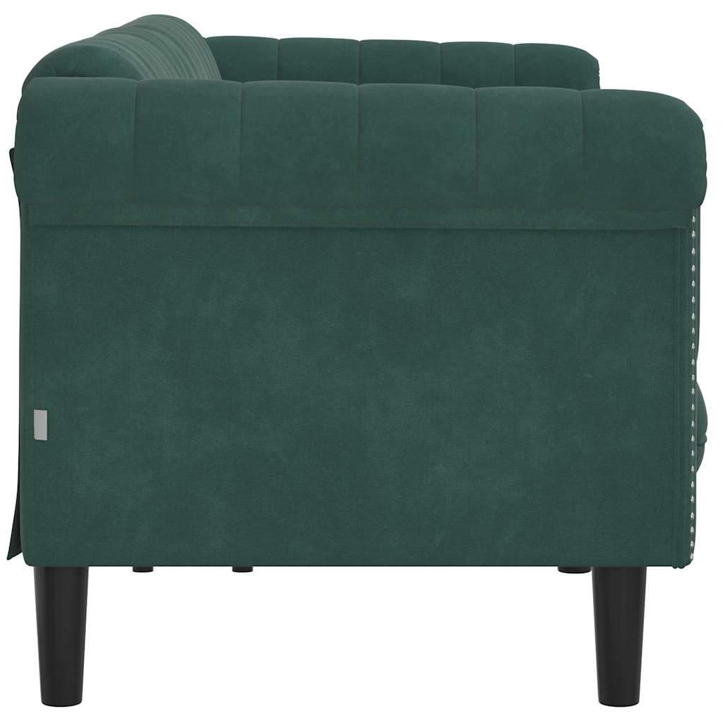 vidaXL Canapea cu 3 locuri, verde închis, catifea vidaXL Canapea cu 3 locuri, verde închis, catifea