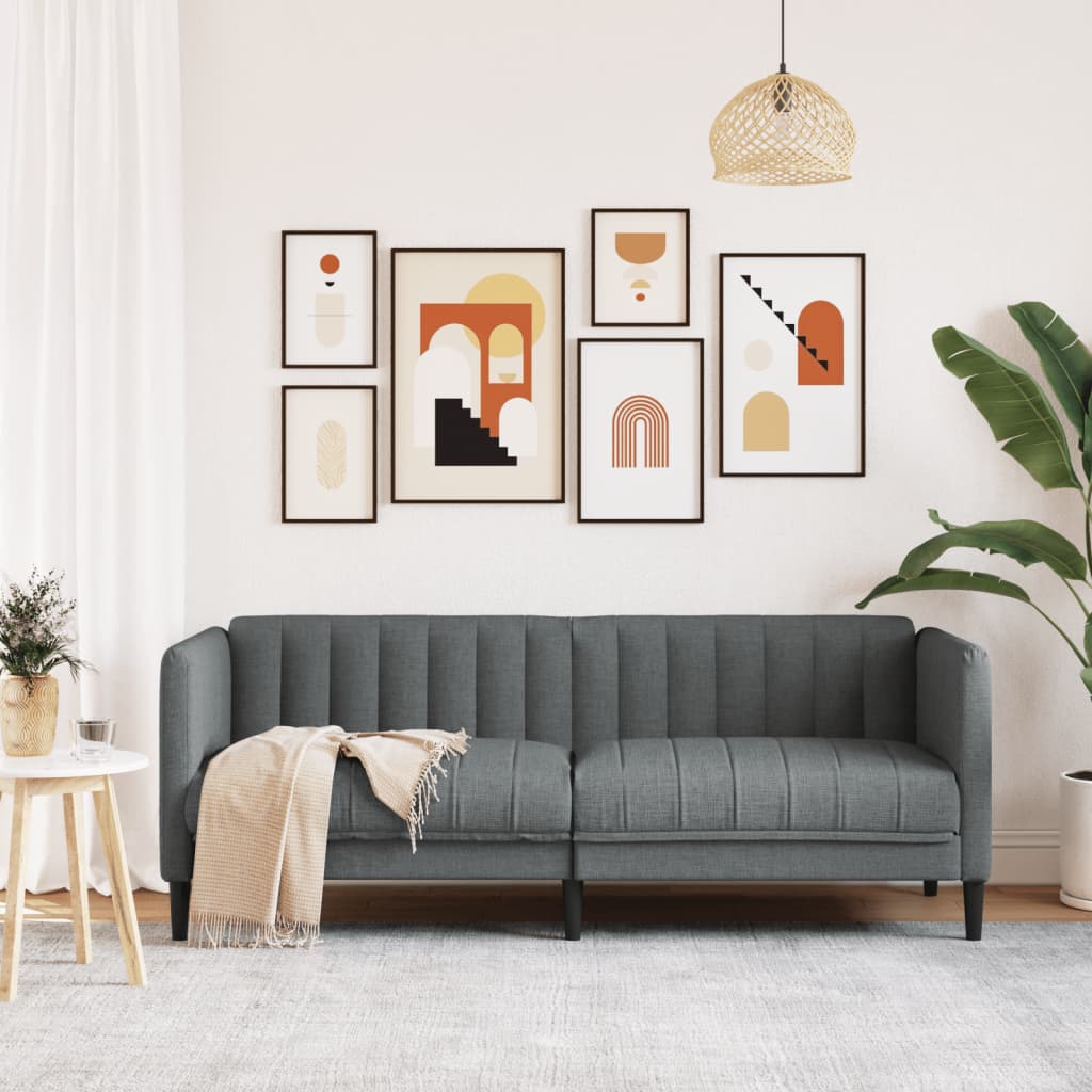 vidaXL Canapea, 2 locuri, gri închis, material textil