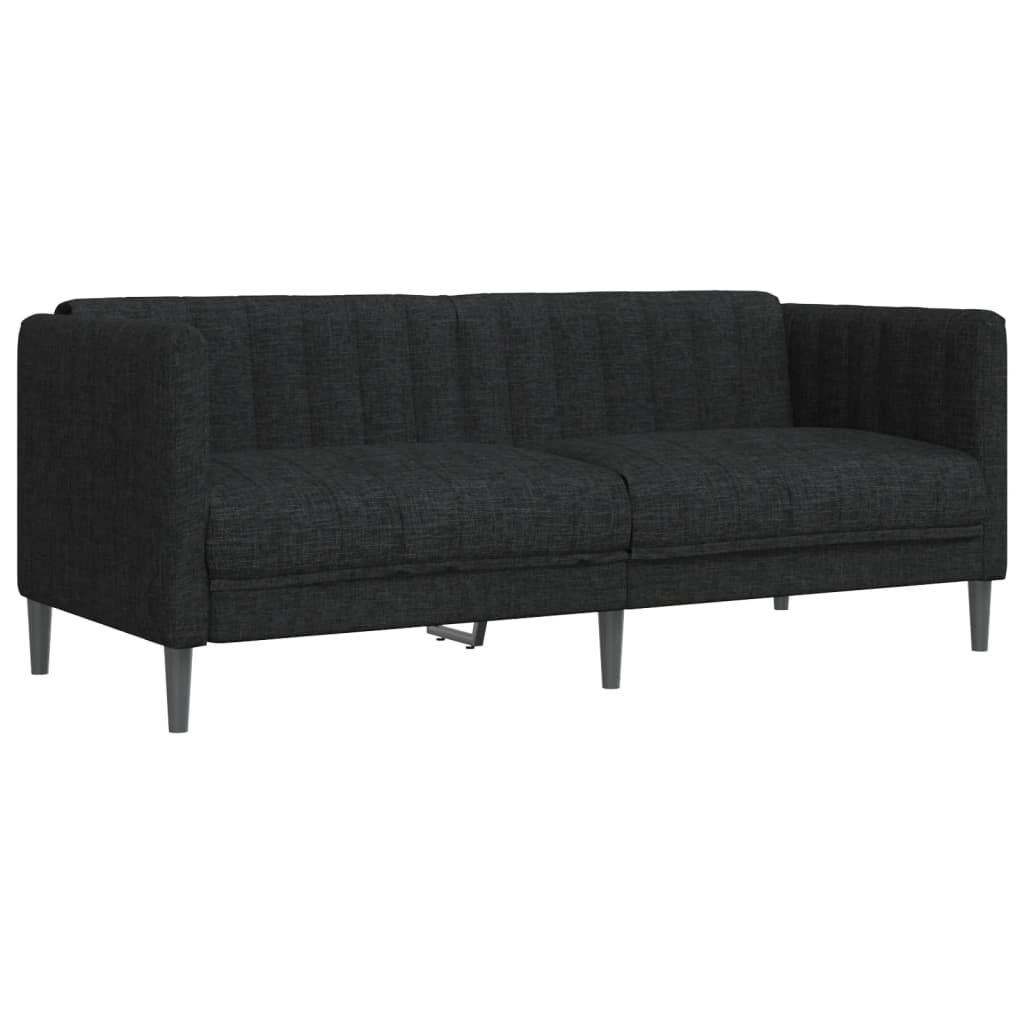 vidaXL Canapea, 2 locuri, negru, material textil