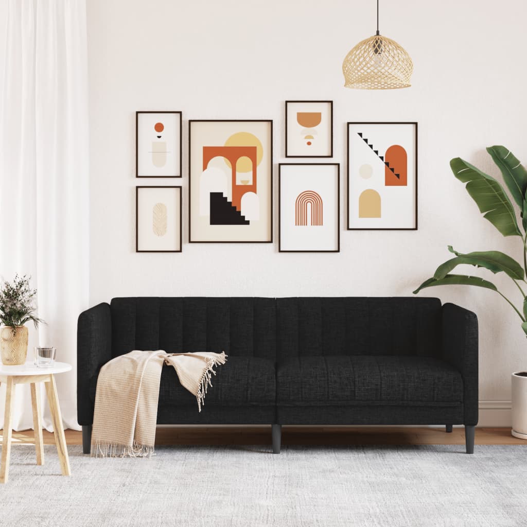 vidaXL Canapea, 2 locuri, negru, material textil