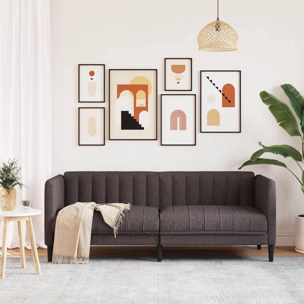vidaXL Canapea, 2 locuri, maro închis, material textil