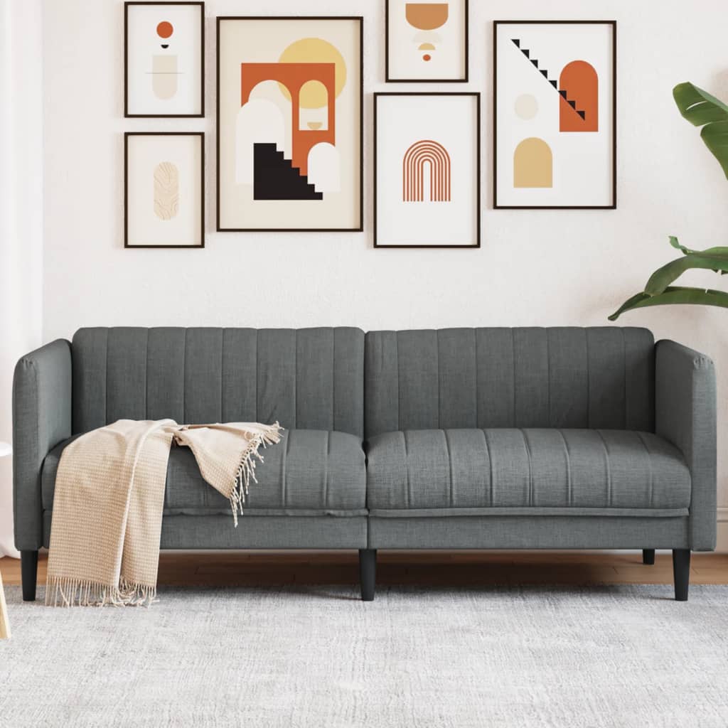 vidaXL Canapea cu 3 locuri, gri închis, material textil vidaXL Canapea cu 3 locuri, gri închis, material textil