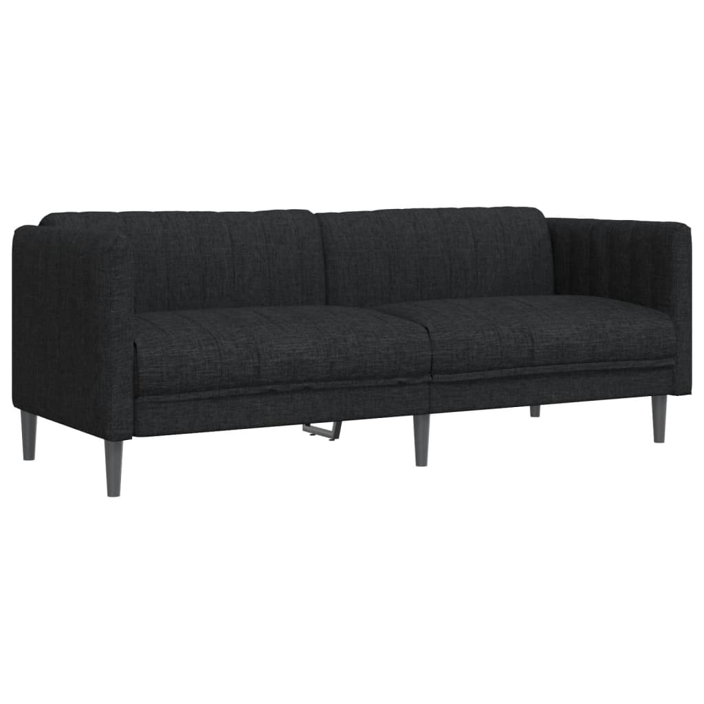 vidaXL Canapea, 2 locuri, negru, material textil