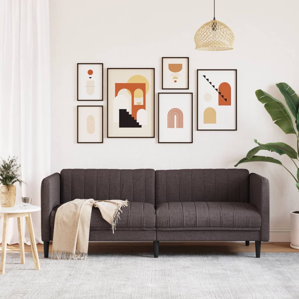 vidaXL Canapea cu 3 locuri, maro închis, material textil vidaXL Canapea cu 3 locuri, maro închis, material textil