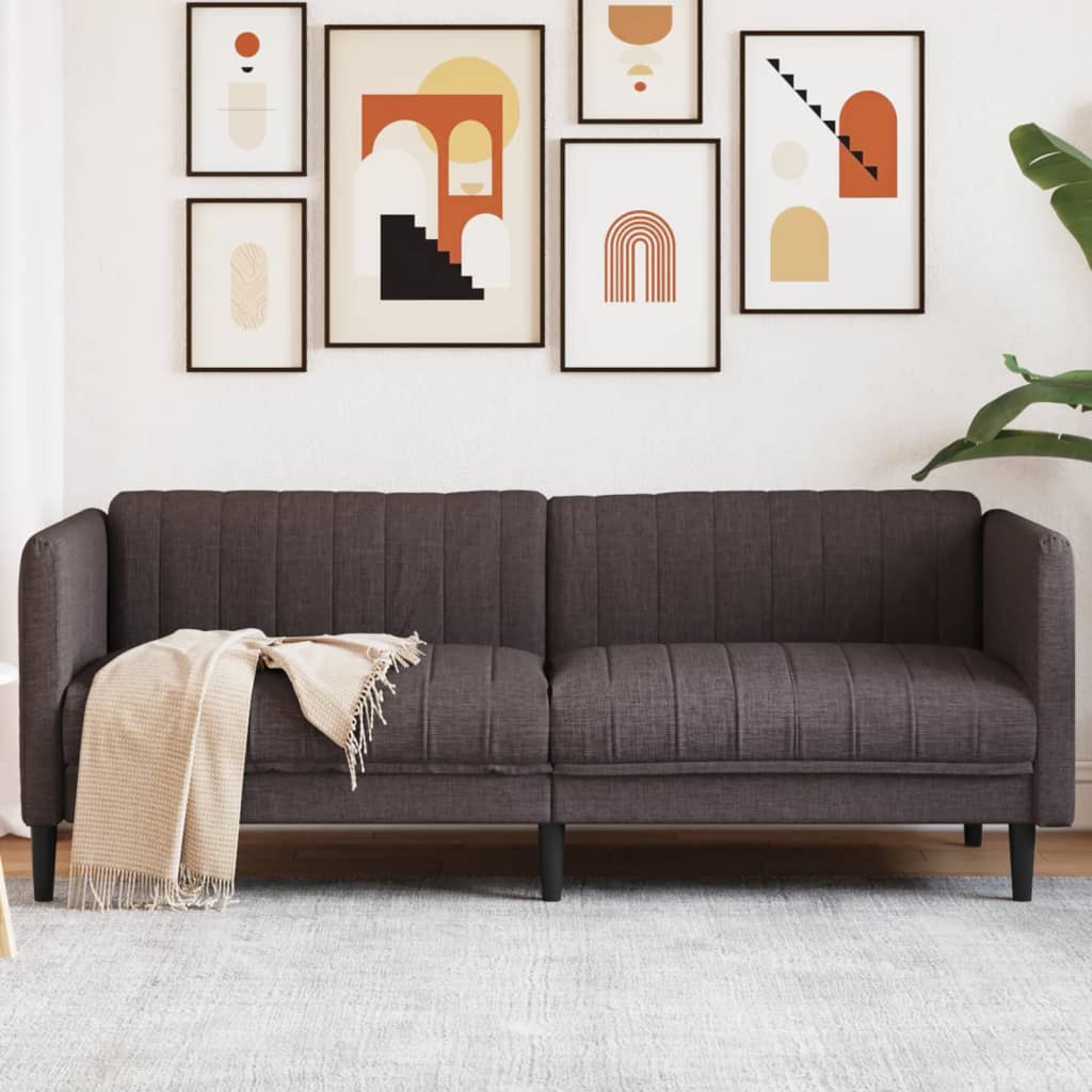 vidaXL Canapea cu 3 locuri, maro închis, material textil vidaXL Canapea cu 3 locuri, maro închis, material textil