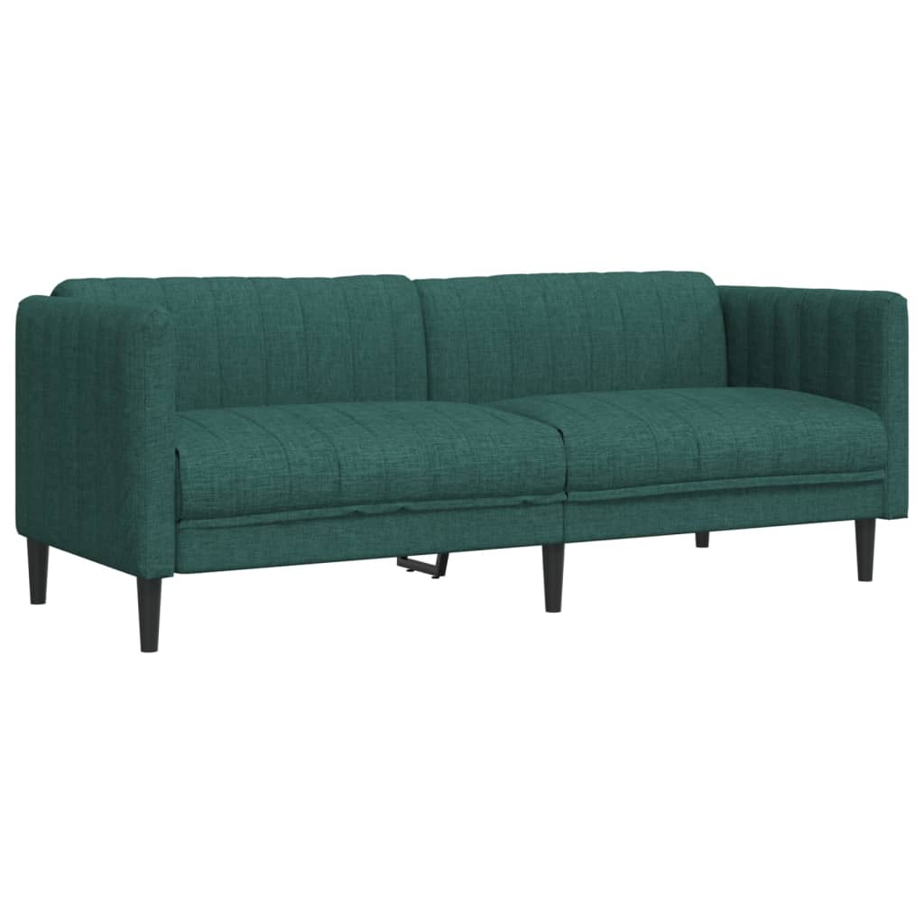 vidaXL Canapea cu 3 locuri, verde închis, material textil vidaXL Canapea cu 3 locuri, verde închis, material textil