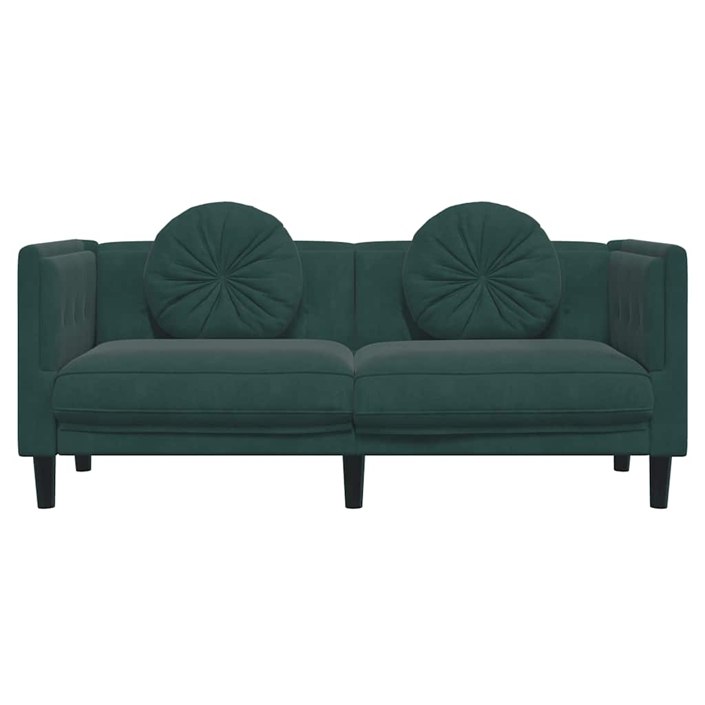 vidaXL Canapea cu perne, 2 locuri, verde închis, catifea vidaXL Canapea cu perne, 2 locuri, verde închis, catifea