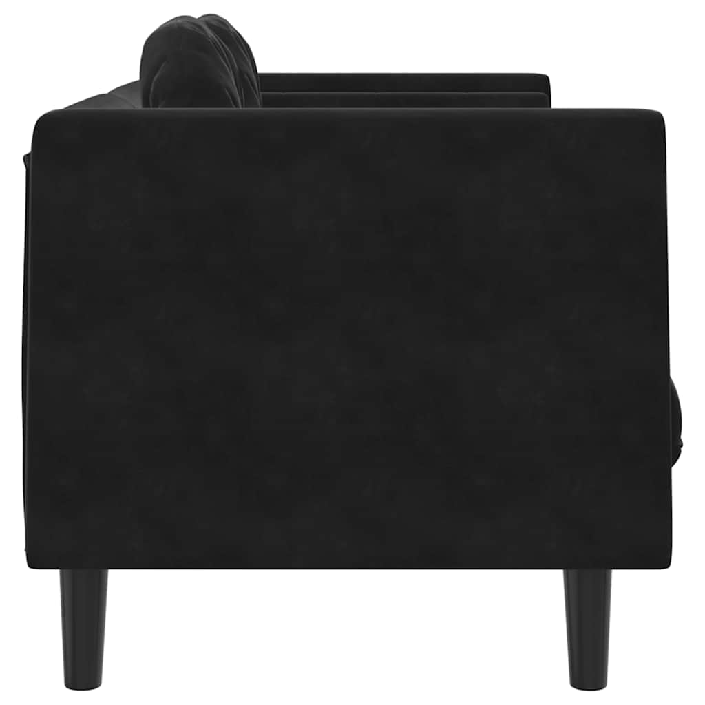 vidaXL Canapea cu perne, 2 locuri, negru, catifea