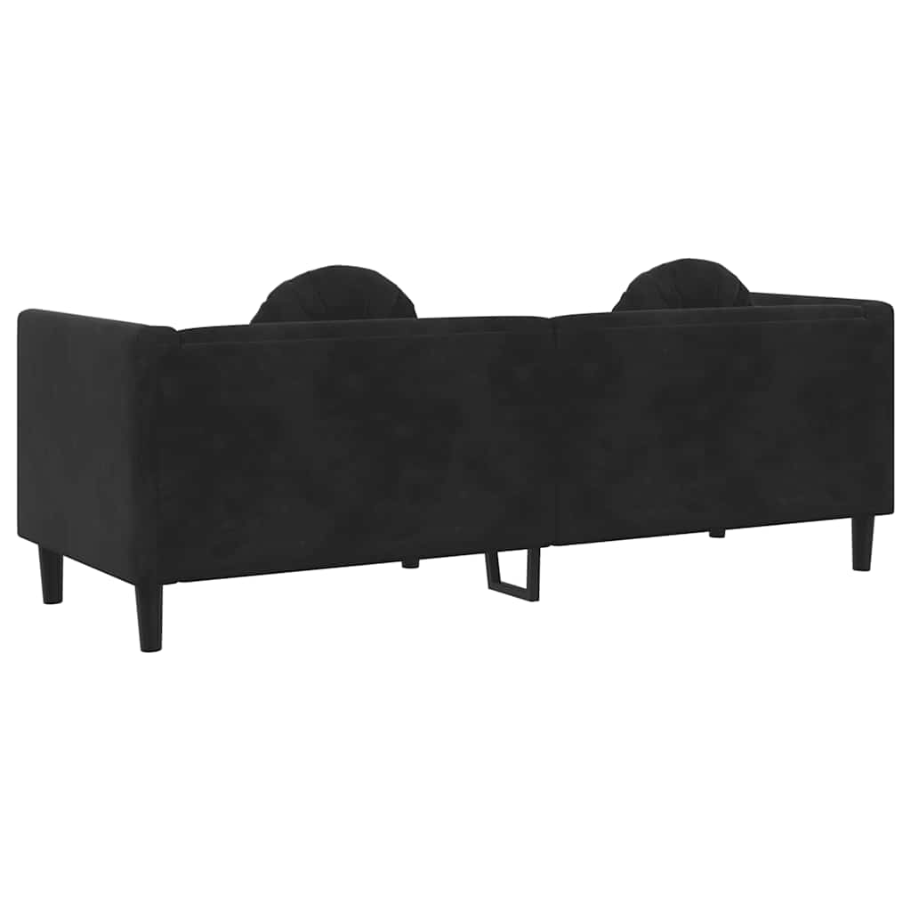 vidaXL Canapea cu perne, 3 locuri, negru, catifea