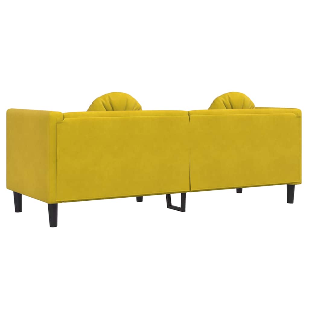 vidaXL Canapea cu perne, 3 locuri, galben, catifea vidaXL Canapea cu perne, 3 locuri, galben, catifea