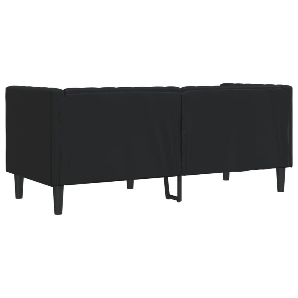 vidaXL Fotoliu Chesterfield cu 2 locuri, negru, piele ecologică