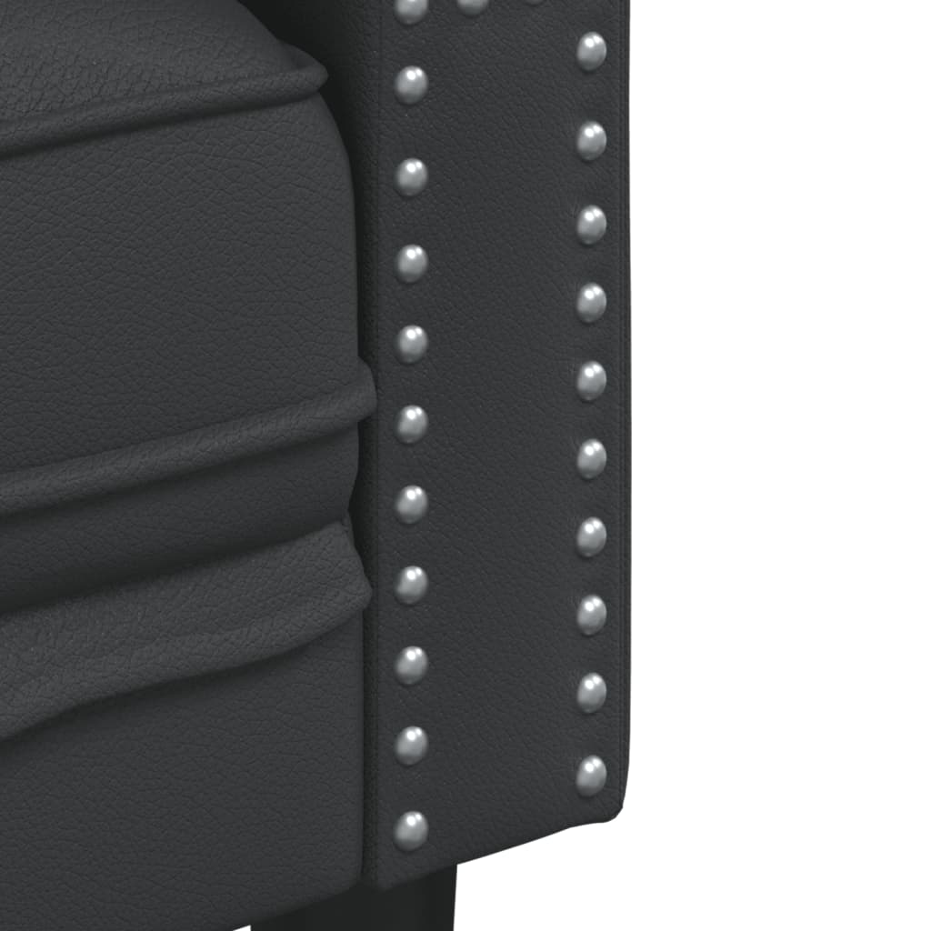 vidaXL Fotoliu Chesterfield cu 2 locuri, negru, piele ecologică