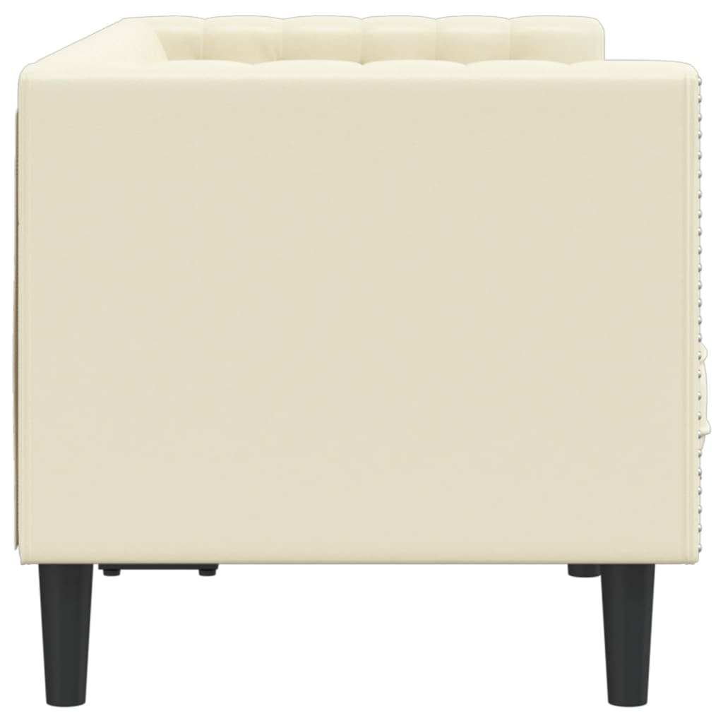 vidaXL Canapea Chesterfield cu 2 locuri, crem, piele ecologică vidaXL Canapea Chesterfield cu 2 locuri, crem, piele ecologică