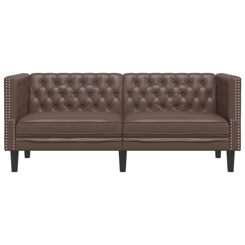 vidaXL Canapea Chesterfield cu 2 locuri, maro, piele ecologică
