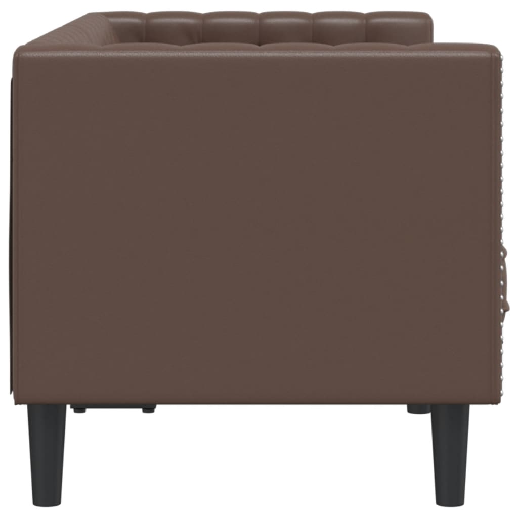 vidaXL Canapea Chesterfield cu 2 locuri, maro, piele ecologică