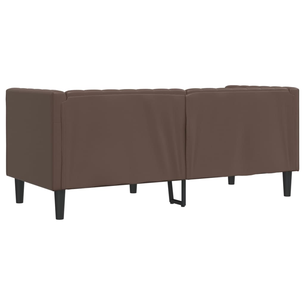 vidaXL Canapea Chesterfield cu 2 locuri, maro, piele ecologică