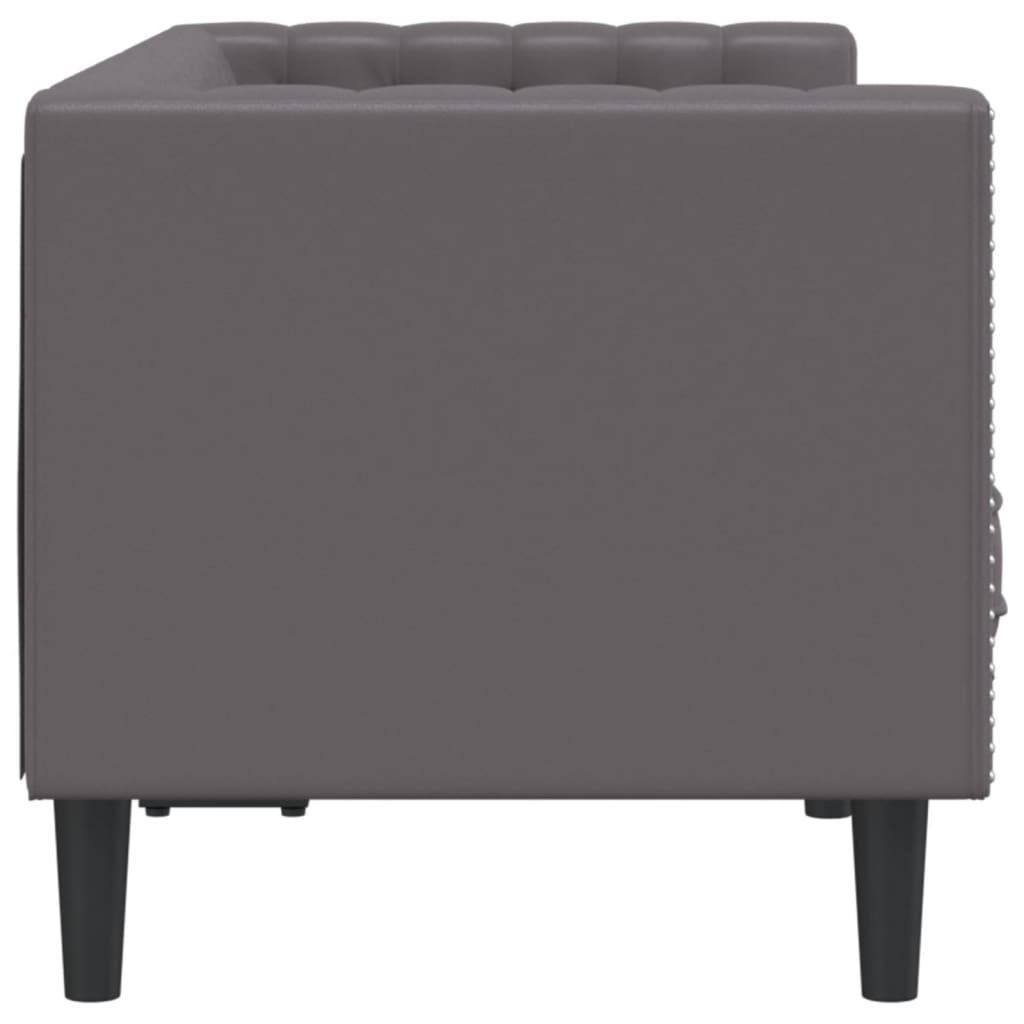 vidaXL Canapea Chesterfield cu 2 locuri, gri, piele ecologică vidaXL Canapea Chesterfield cu 2 locuri, gri, piele ecologică