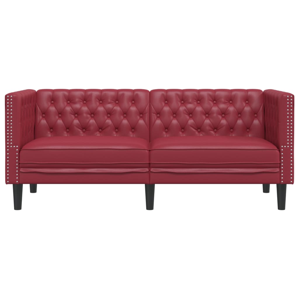 vidaXL Canapea Chesterfield cu 2 locuri, roșu vin, piele ecologică vidaXL Canapea Chesterfield cu 2 locuri, roșu vin, piele ecologică