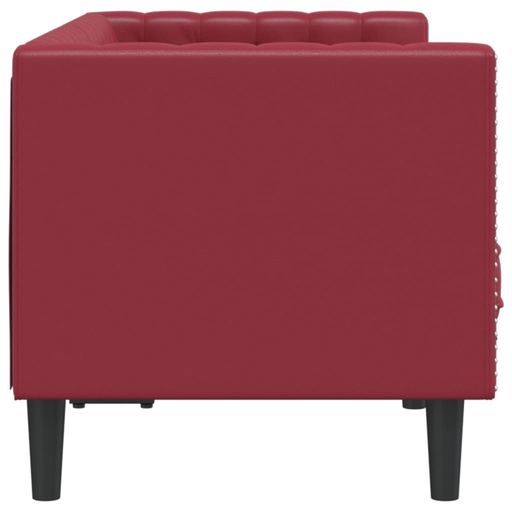 vidaXL Canapea Chesterfield cu 2 locuri, roșu vin, piele ecologică vidaXL Canapea Chesterfield cu 2 locuri, roșu vin, piele ecologică