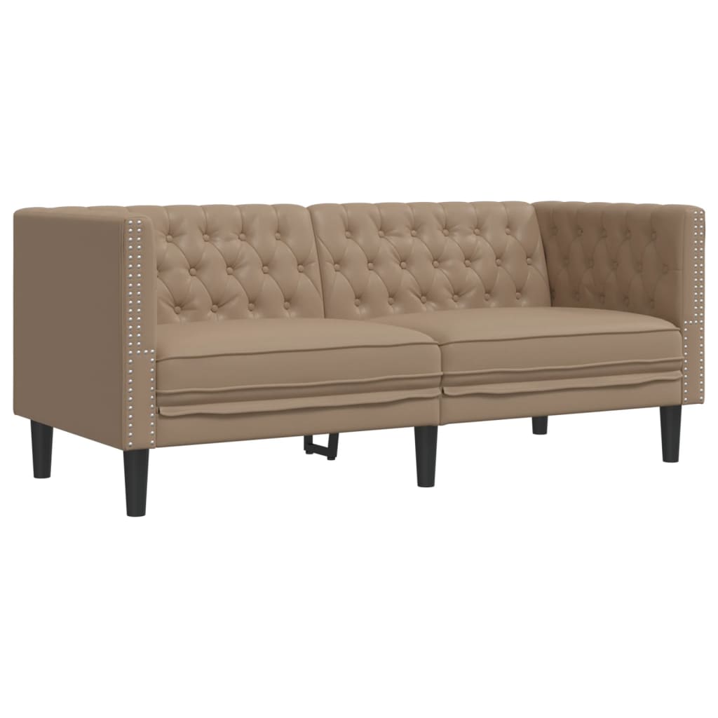 vidaXL Canapea Chesterfield cu 2 locuri, cappuccino, piele ecologică vidaXL Canapea Chesterfield cu 2 locuri, cappuccino, piele ecologică