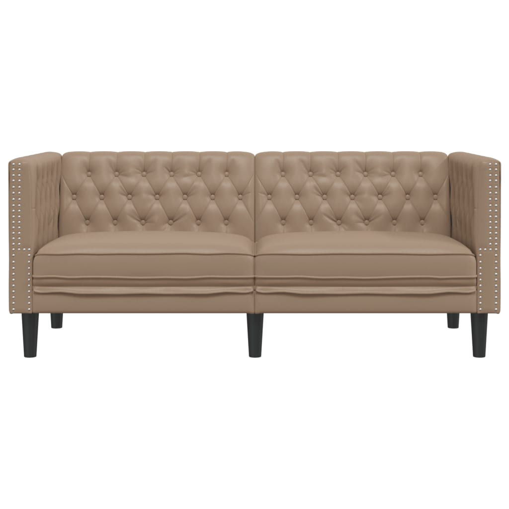 vidaXL Canapea Chesterfield cu 2 locuri, cappuccino, piele ecologică vidaXL Canapea Chesterfield cu 2 locuri, cappuccino, piele ecologică