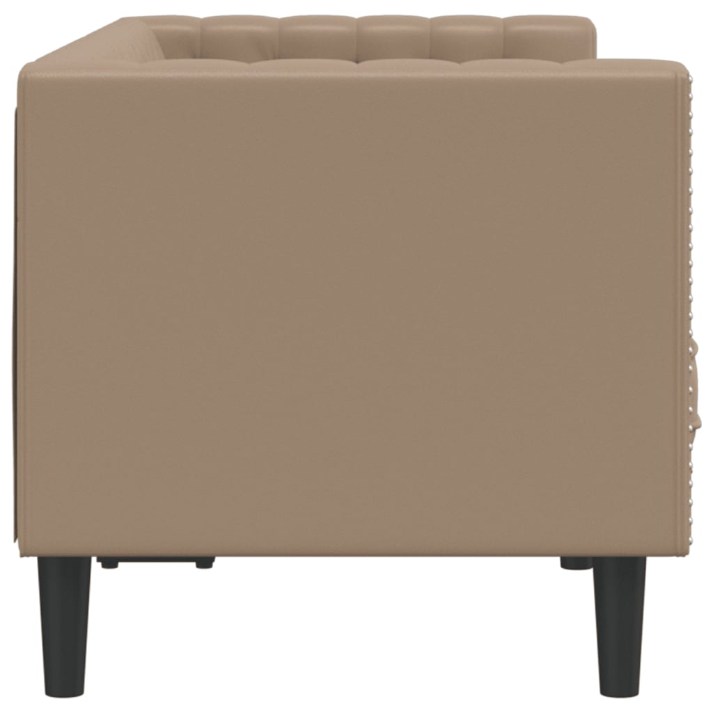vidaXL Canapea Chesterfield cu 2 locuri, cappuccino, piele ecologică vidaXL Canapea Chesterfield cu 2 locuri, cappuccino, piele ecologică