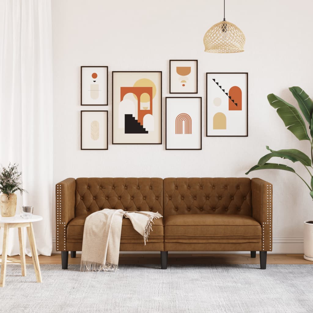 vidaXL Canapea Chesterfield cu 2 locuri maro piele întoarsă ecologică vidaXL Canapea Chesterfield cu 2 locuri maro piele întoarsă ecologică