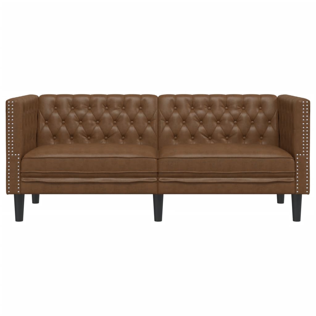 vidaXL Canapea Chesterfield cu 2 locuri maro piele întoarsă ecologică vidaXL Canapea Chesterfield cu 2 locuri maro piele întoarsă ecologică
