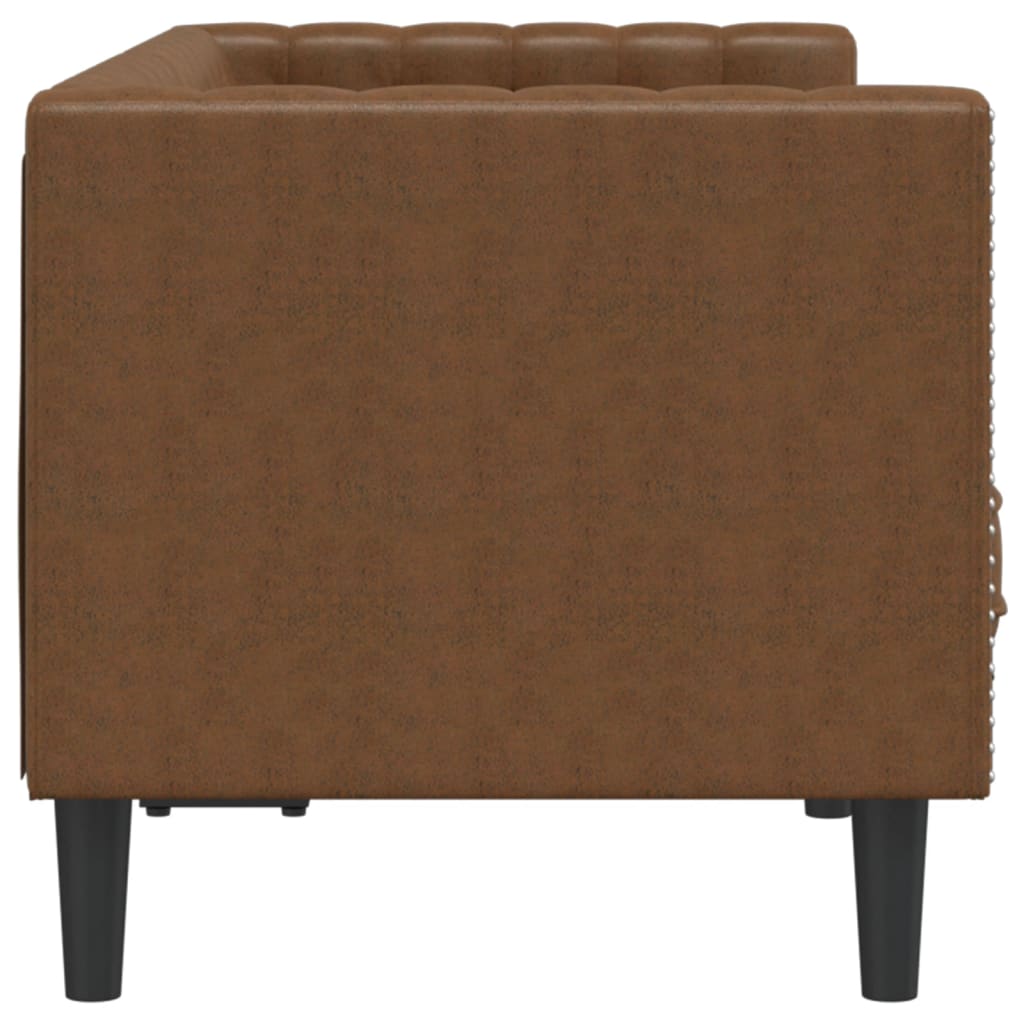 vidaXL Canapea Chesterfield cu 2 locuri maro piele întoarsă ecologică vidaXL Canapea Chesterfield cu 2 locuri maro piele întoarsă ecologică