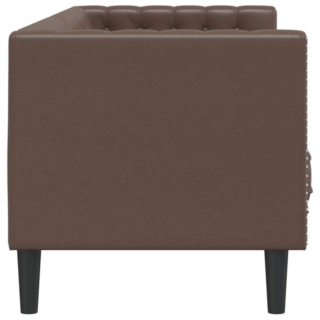 vidaXL Canapea Chesterfield cu 3 locuri, maro, piele ecologică vidaXL Canapea Chesterfield cu 3 locuri, maro, piele ecologică