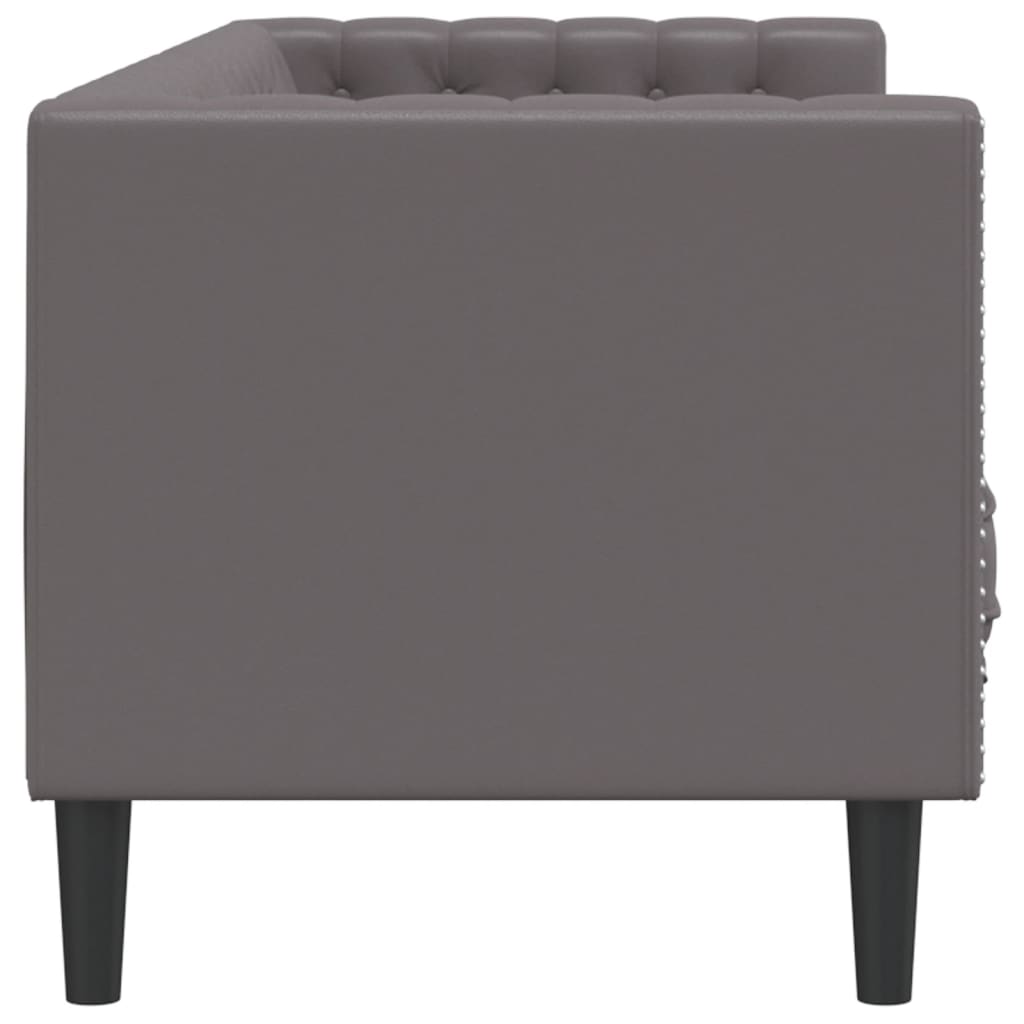 vidaXL Canapea Chesterfield cu 3 locuri, gri, piele ecologică
