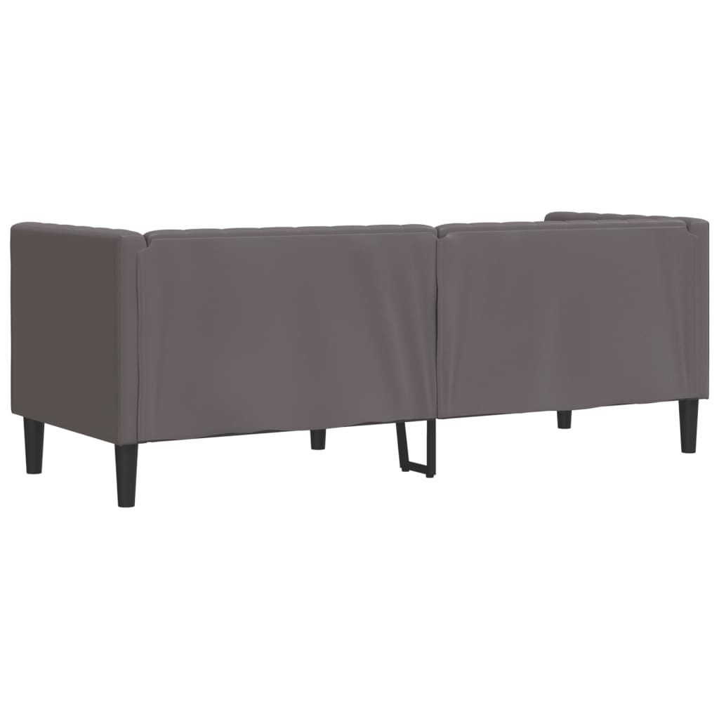 vidaXL Canapea Chesterfield cu 3 locuri, gri, piele ecologică