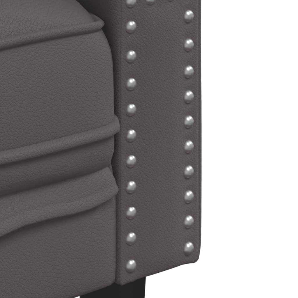 vidaXL Canapea Chesterfield cu 3 locuri, gri, piele ecologică