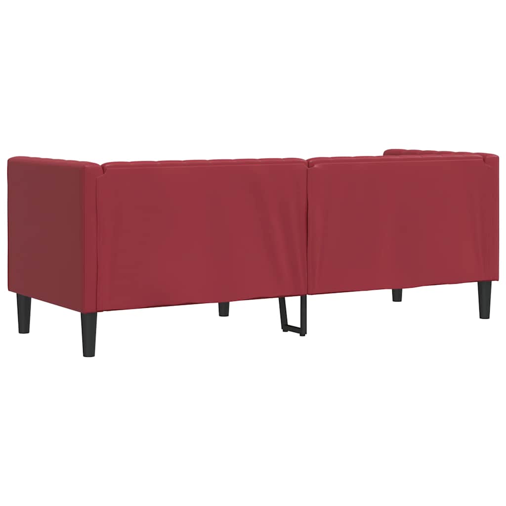 vidaXL Canapea Chesterfield cu 3 locuri, roșu vin, piele ecologică