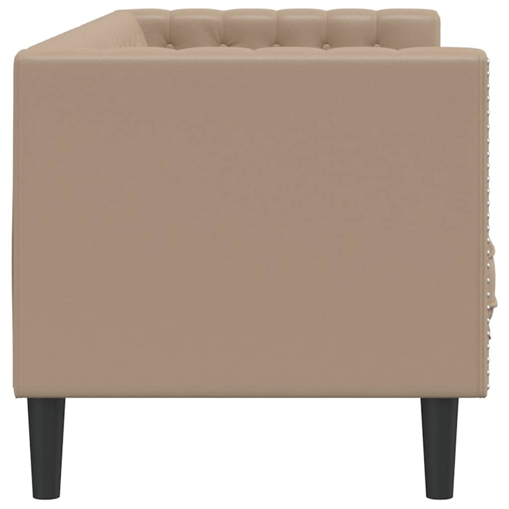 vidaXL Canapea Chesterfield cu 3 locuri, cappuccino, piele ecologică vidaXL Canapea Chesterfield cu 3 locuri, cappuccino, piele ecologică