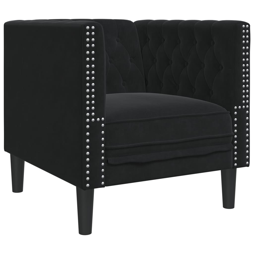 vidaXL Fotoliu Chesterfield, negru, catifea