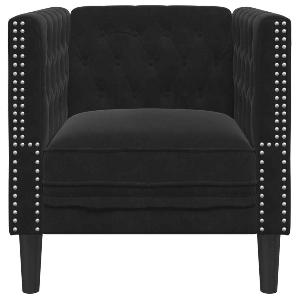 vidaXL Fotoliu Chesterfield, negru, catifea