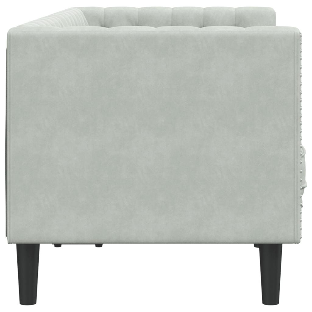 vidaXL Canapea Chesterfield cu pernuțe/2 locuri, gri deschis, catifea vidaXL Canapea Chesterfield cu pernuțe/2 locuri, gri deschis, catifea