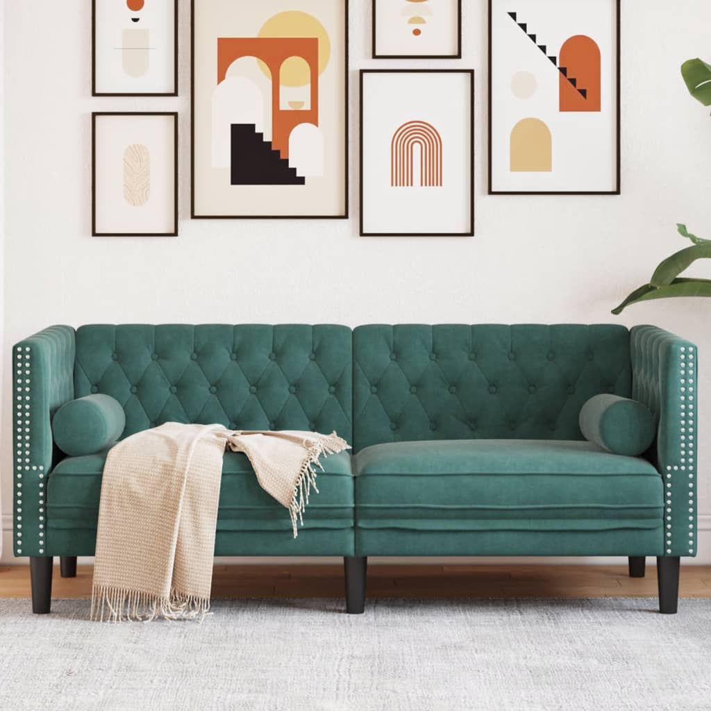 vidaXL Canapea Chesterfield cu pernuțe/2 locuri, verde închis, catifea vidaXL Canapea Chesterfield cu pernuțe/2 locuri, verde închis, catifea