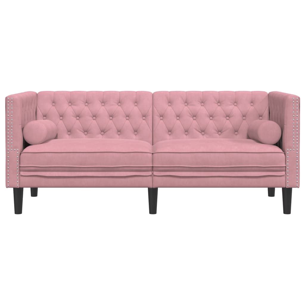 vidaXL Canapea Chesterfield cu pernuțe/2 locuri, roz, catifea vidaXL Canapea Chesterfield cu pernuțe/2 locuri, roz, catifea