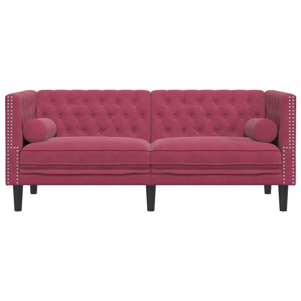 vidaXL Canapea Chesterfield cu pernuțe/2 locuri, roșu vin, catifea vidaXL Canapea Chesterfield cu pernuțe/2 locuri, roșu vin, catifea