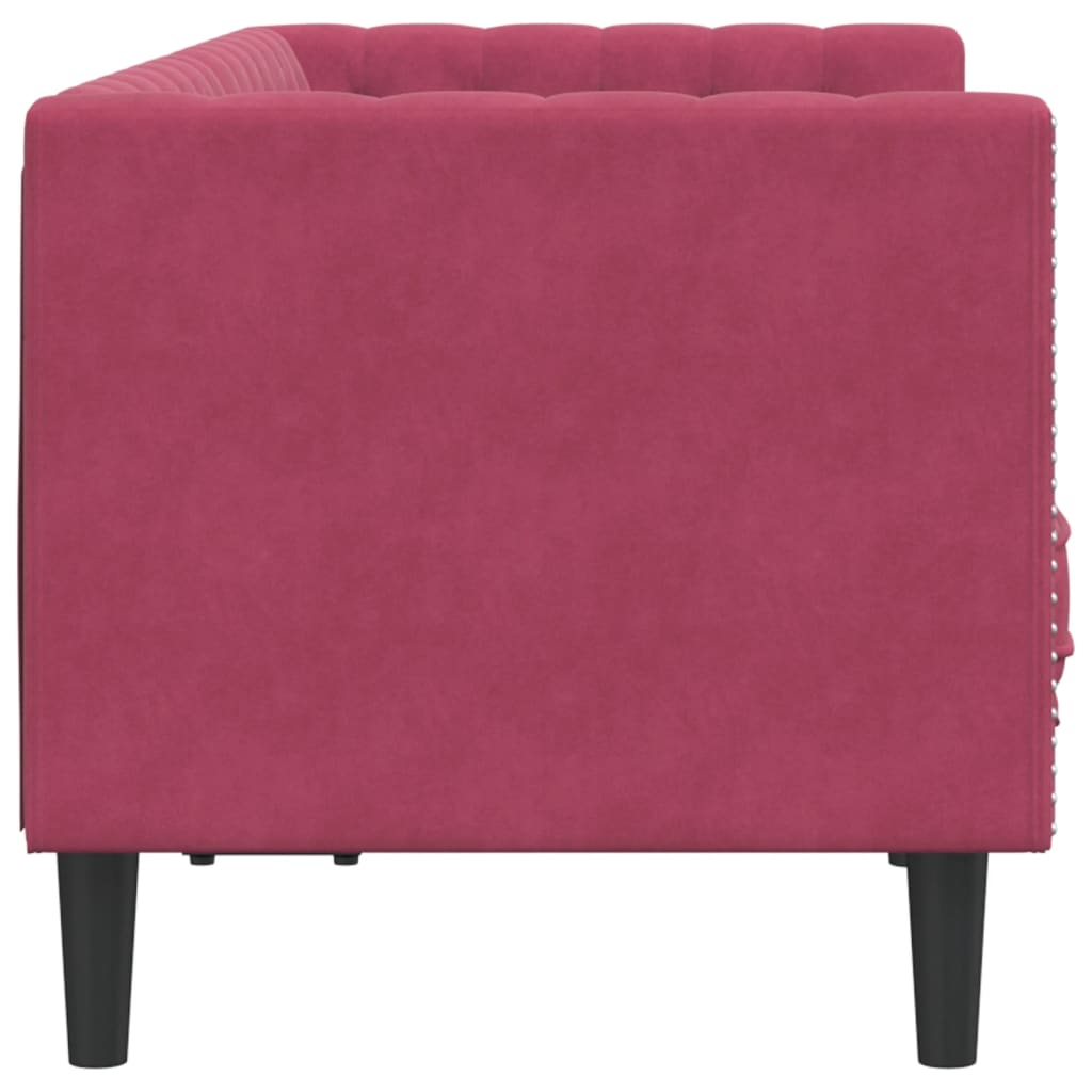 vidaXL Canapea Chesterfield cu pernuțe/2 locuri, roșu vin, catifea vidaXL Canapea Chesterfield cu pernuțe/2 locuri, roșu vin, catifea